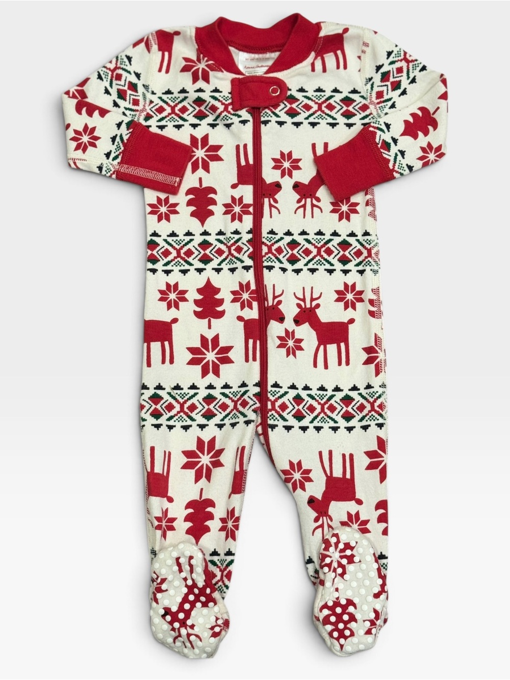 Hanna Andersson Christmas Reindeer Zip Footed Sleeper 3-6M Baby Organic Cotton